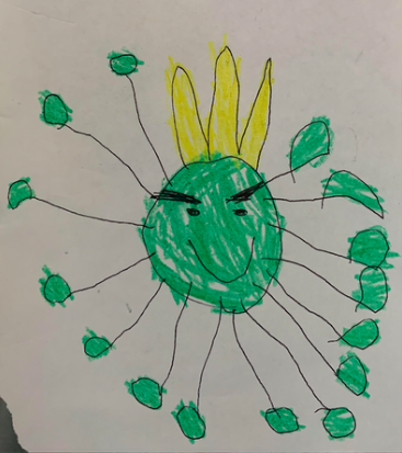 Larkin, age 6, "King Coronavirus".