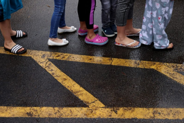 Stock photo of school children's shoes.